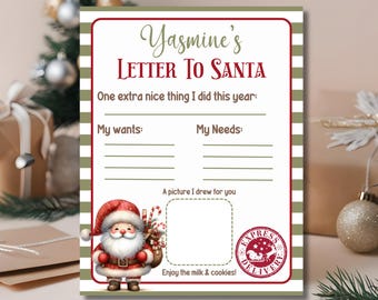 Letter to Santa Printable/ Christmas List/ Wishlist/ Santa Letter