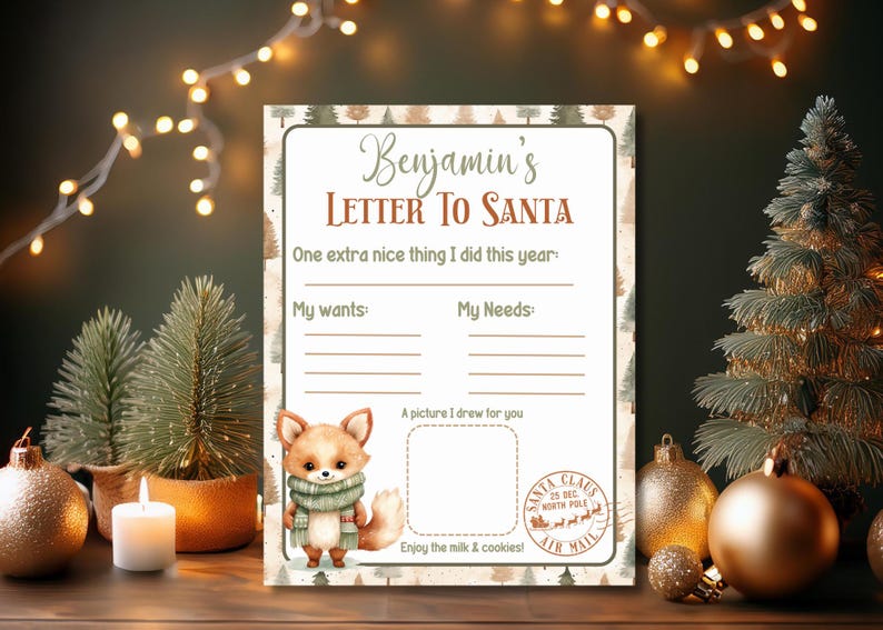 Christmas List Template - Printable Christmas Wish List, Santa Letter ...