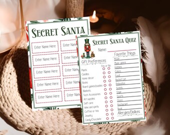 Secret Santa Questionnaire Printable - Christmas Wishlist - Gift Exchange Form - Holiday Office Games - Christmas Party Games - Quiz