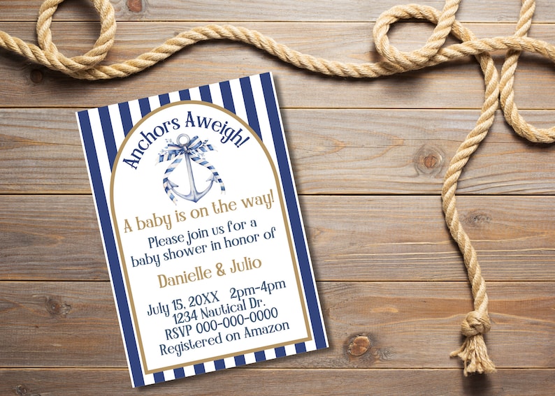 Nautical Baby Shower Invitation- Instant Digital Download, Editable