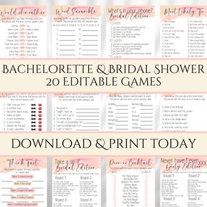 Digital Game Bundle - Same Day Edit/Print - For: Bachelorette Party, Bridal Shower, Engagement Party, Wedding - Includes CLEAN & DIRTY games