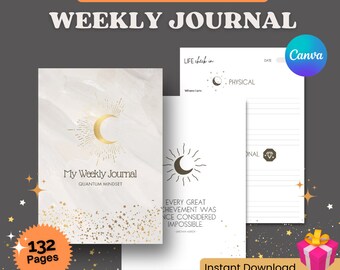 Weekly Manifestation Journal, Gratitude Workbook (Printable)