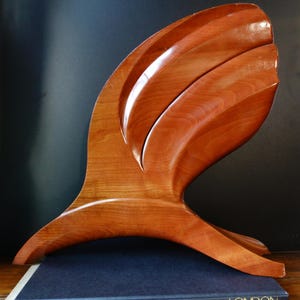 Vintage MCM Stylized Wood Sculpture, Danish Modern Wing, Wooden Bird Art Piece, MCM Sculpture