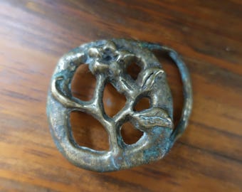 Brutalist Handmade Brass Belt Buckle | Sculptural 70s  display picture 2