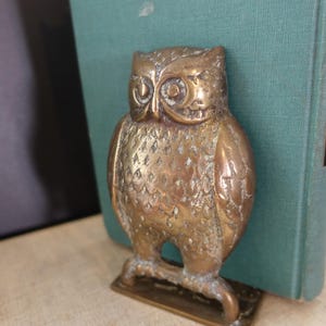 Vintage Brass Owl Bookend, Single Bookend, Library Decor