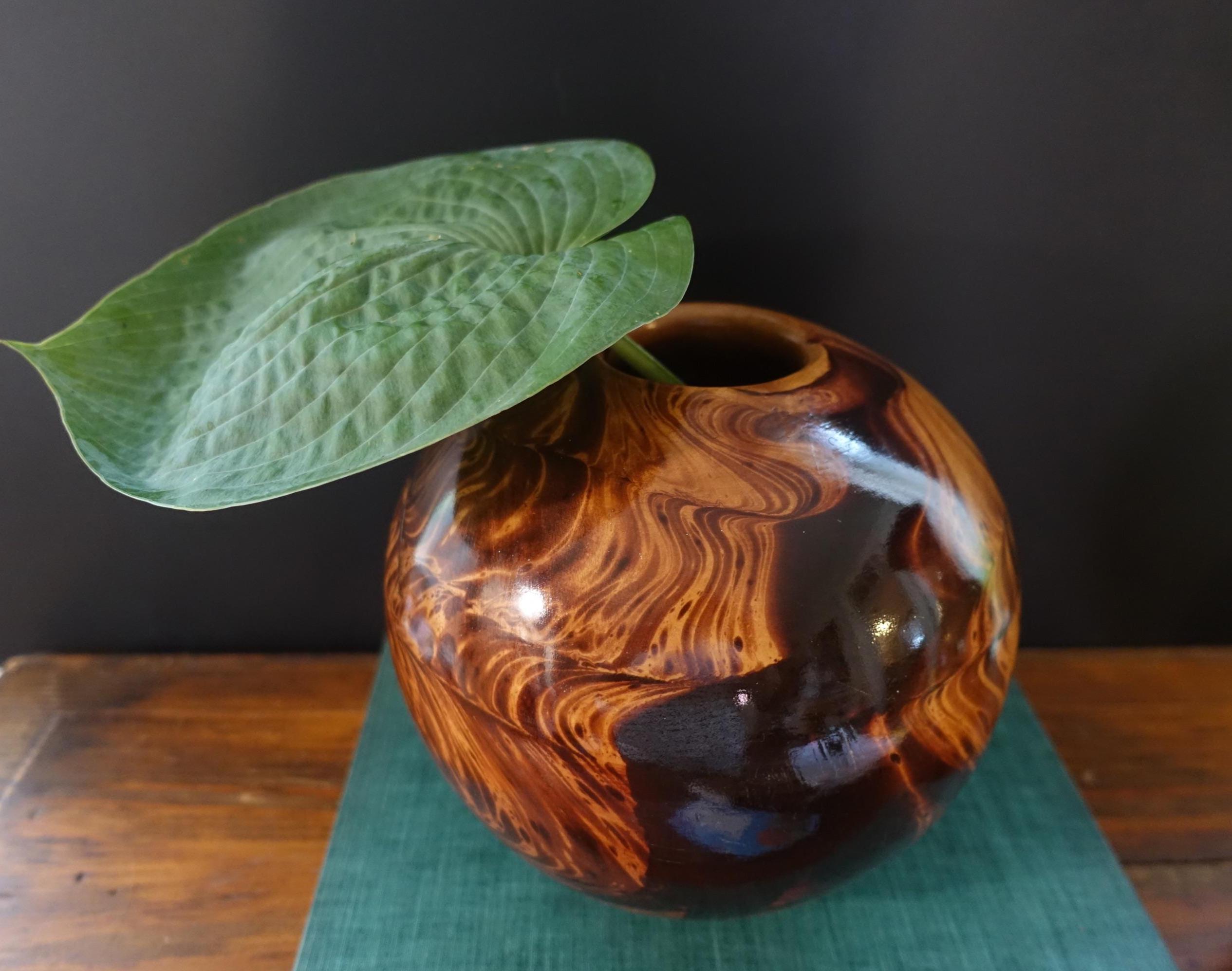 B246s 萬古焼　菊透し掛花入　骨董品 Vintage Burl Vase - Etsy
