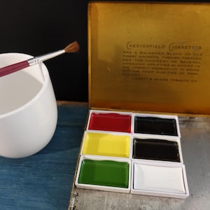 Watercolor Paint Palette, Watercolor Travel Palette, Vintage Tin Palette, 6 colors