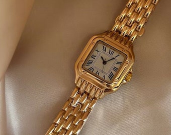 Megan 14k Gold Square Watch | Woman's Watch | Vintage style silver watch | Gift Her | Mother's Day | Gift | Bridesmaid Gift | Engagement