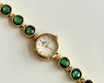 Marie Gem Watch, Gold | Vintage Style, Women's Watch, Blue Green Watch | Ladies Wrist Watch | Dainty Watch | Gift for Her | Anniversary Gift