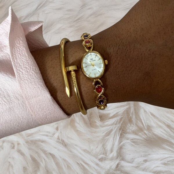 Gold Louise Gem | Colorful Watch | Ladies Wrist Watch | Dainty Watch | Gift for Her | Vintage Watch | Mother's Day Gift | Gift for Wife