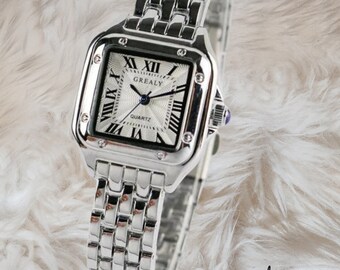 Megan 925 Sterling Silver Square Watch / Reloj de mujer / Reloj estilo vintage /Regalos para ella / Día de la Madre / Regalo de dama de honor / Compromiso