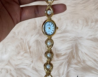 Jade Pearl Watch, Vintage Style | Womens Watch | Pearl Watch | Ladies Watch | Dainty Watch | Gift for Her | Vintage Watch | Mothers Day