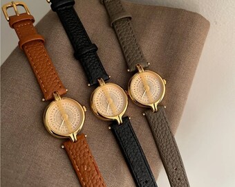 Reloj de oro Eva Leather 14k / Reloj de mujer / Reloj de cuero / Reloj minimalista / Reloj delicado / Regalo para ella / Día de la Madre / Novia