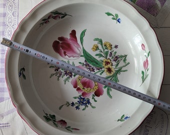 Plat rond 29 cm de diamètre en demi-porcelaine de Lunéville