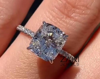 2.5 CT Cushion Cut Lab Grown Diamond Ring F/VVS Lab Created Diamond Engagement Ring 14K Yellow Gold IGI Certified Diamond Wedding Ring