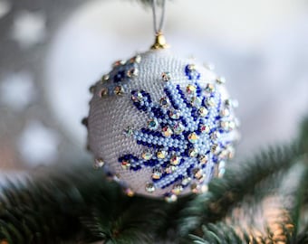 Weihnachtskugeln | Stickerei ukrainisch Ornament | Weihnachtsbaum-Spielzeug mit gestickter Verzierung| Tannenbaum | Weihnachtsgeschenk