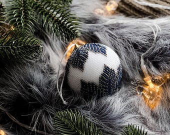 Weihnachtskugeln | Stickerei ukrainisch Ornament | Weihnachtsbaum-Spielzeug mit gestickter Verzierung| Tannenbaum | Weihnachtsgeschenk