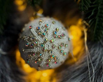 Weihnachtskugeln | Stickerei ukrainisch Ornament | Weihnachtsbaum-Spielzeug mit gestickter Verzierung| Tannenbaum | Weihnachtsgeschenk