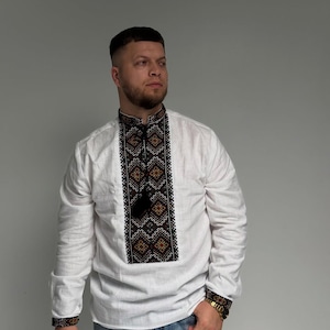 Embroidered skirt, embroidered linen men shirt, linen skirt, ukrainian shirt, linen clothing, ukrainian vyshyvanka, ukrainian embroidery