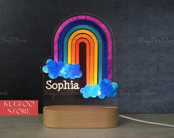 Personalized Name Rainbow Night Light, Kids Night Light, New Born Gift, Custom Name Rainbow Led Lamp, Gift For Daughter