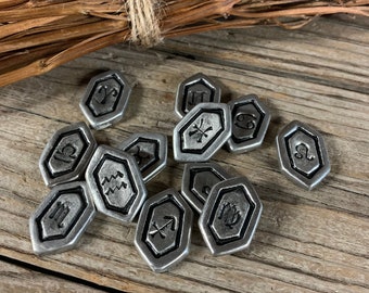 Handcrafted Pewter Zodiac Rune Stones for Astrology Witchcraft Divination Scrying Games and Magic