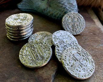 Handcrafted Pewter Piece of Eight Coins: Spanish Style LARP RPG Reenactment