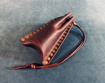 Handmade Leather Drawstring Pouch for Role Playing Game Dice Crystals Witchcraft Cosplay LARP