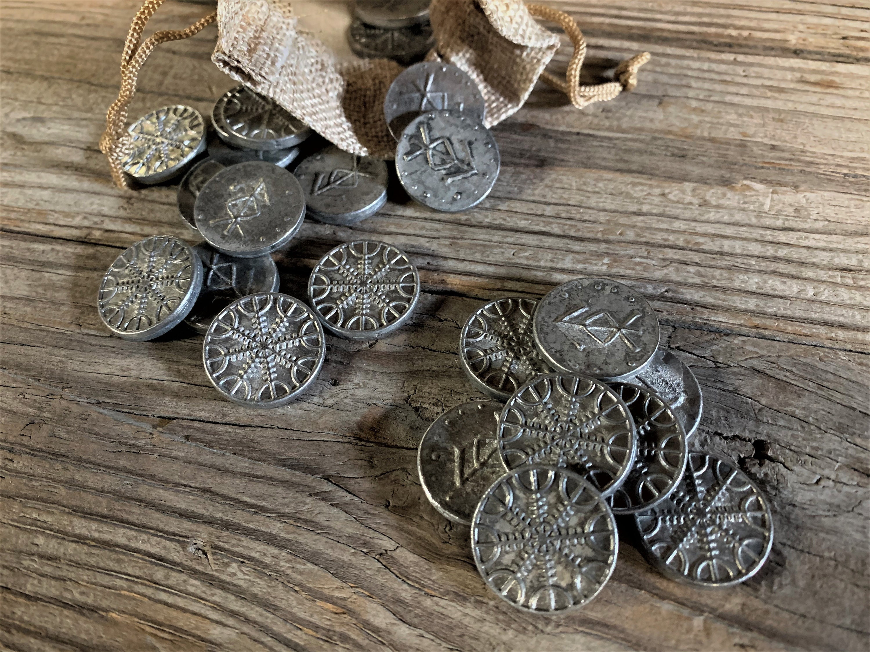 A Treasure Hoard of Handcrafted Medieval Viking Style Pewter Coins