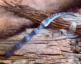 Hand Forged Witch's Boline: Carbon Steel Arcane Tool
