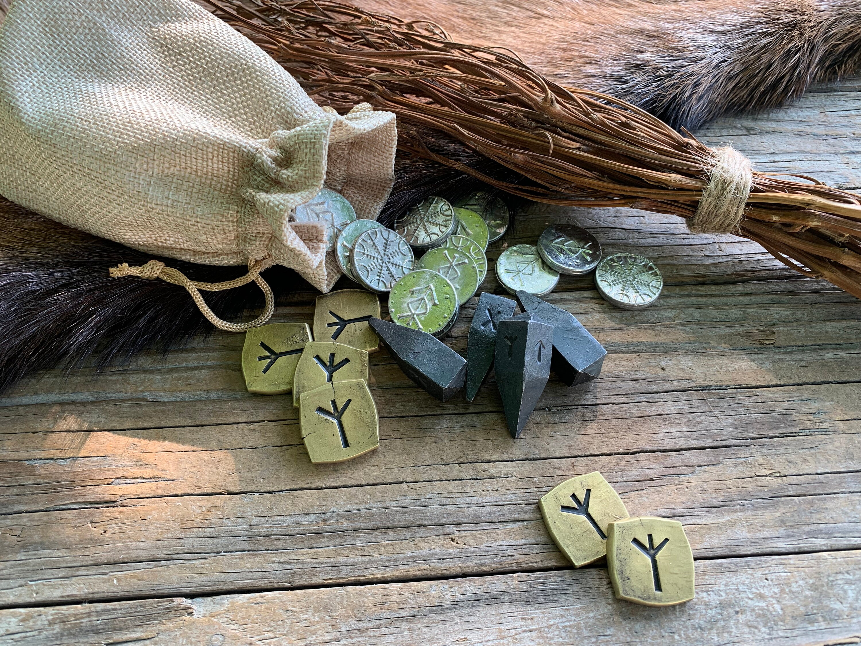 Hand Forged Rune Tokens, Solid Brass Coins for Tabletop Gaming, Set of ...