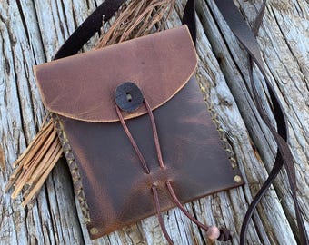 Handmade Leather Shoulder Bag – Reenactment, Witchcraft Pouch