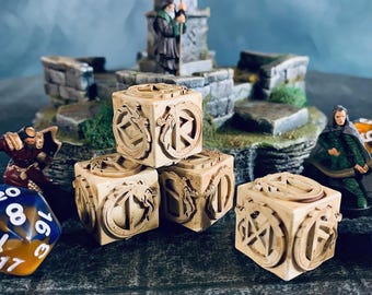 Resin Runic Dice for Games, Magic, Divination, Witchcraft, Scrying, Larp, and Cosplay