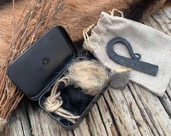 Flint and Steel Tinderbox for Camping, Survival, Reenacting, LARP, and Cosplay