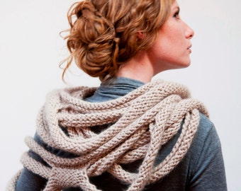 Medusa Loop Scarf - hand knitting pattern PDF