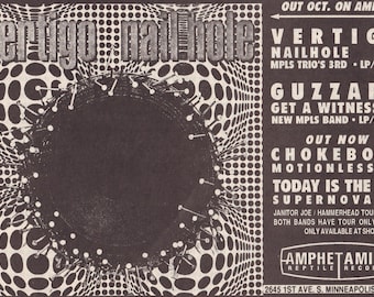 Nail Hole Vertigo Original Print Ad 1993 Amphetamine Reptile Records Noise Rock Grunge