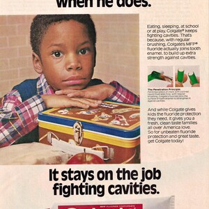 Colgate Toothpaste Original Vintage Print Ad 1981 School Kid Lunchbox