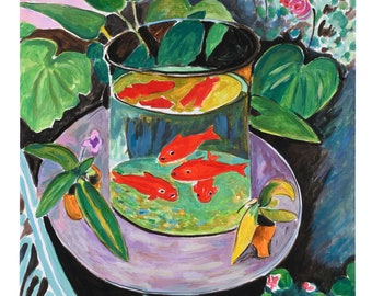 100% Hand-painted Henri Matisse's The Goldfish Oil Painting, high-quality reproduction of Wrapped Canvas Painting for home decor wall art