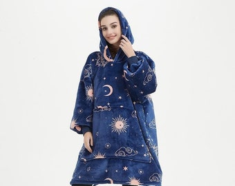 Celestial Blue Blanket Hoodie: Unisex Oversized Wearable Blanket