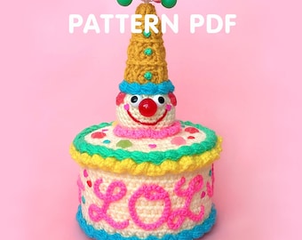 Ice Cream Cone Clown Cake - Crochet Pattern PDF