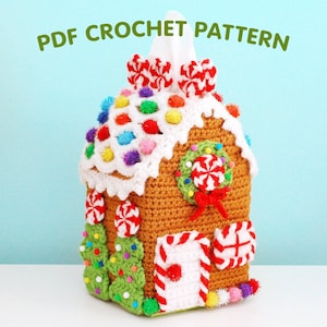 Gingerbread House Tissue Box Cozy Crochet Pattern PDF image 1