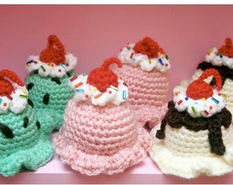 PDF Crochet Pattern - Ice Cream Scoop Hair Clip