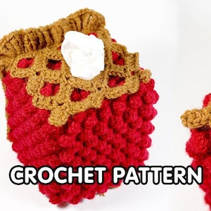 PDF Crochet Pattern Cherry Pie Tissue Box Cozy image 1