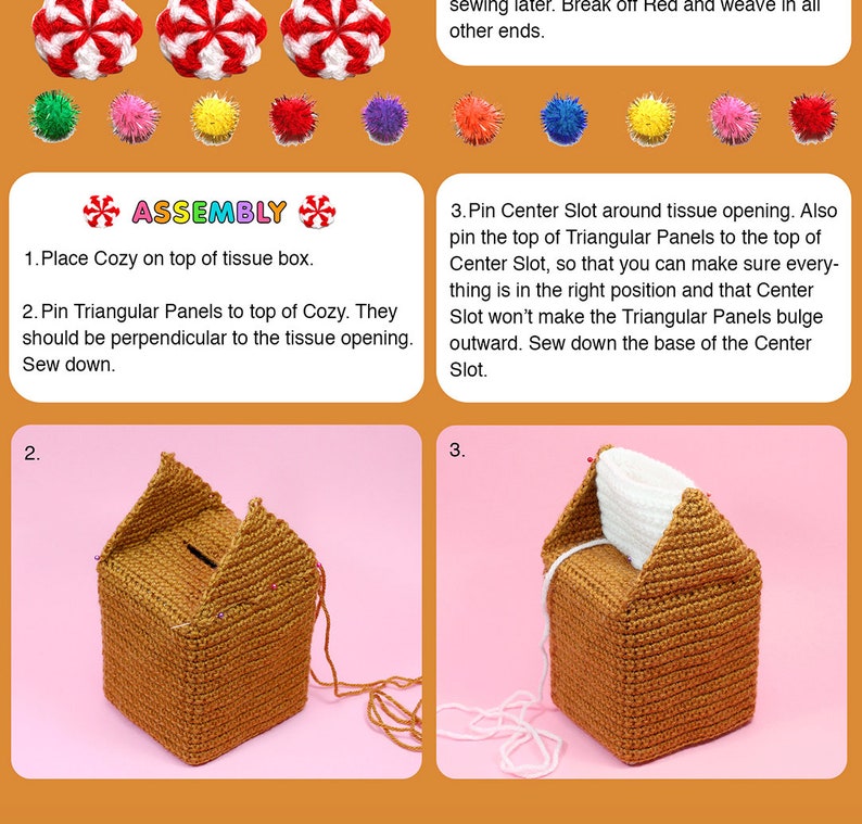 Gingerbread House Tissue Box Cozy Crochet Pattern PDF image 4