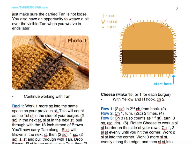 Burger Scarf PDF Crochet Pattern image 3