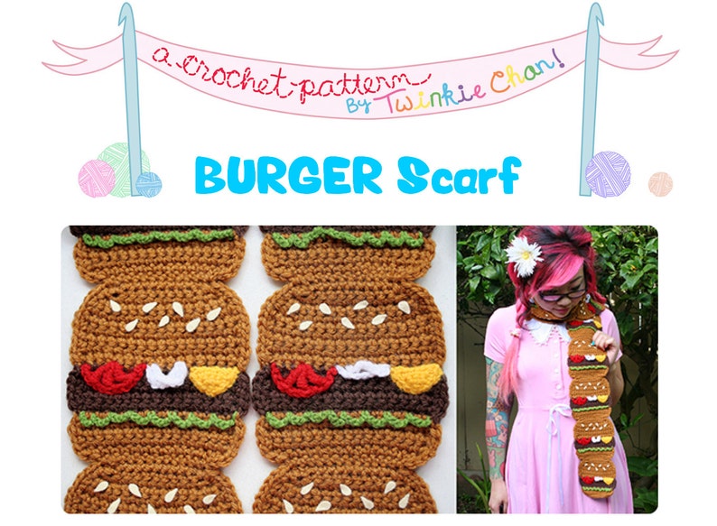 Burger Scarf PDF Crochet Pattern image 2