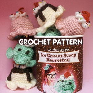 PDF Crochet Pattern Ice Cream Scoop Hair Clip image 2