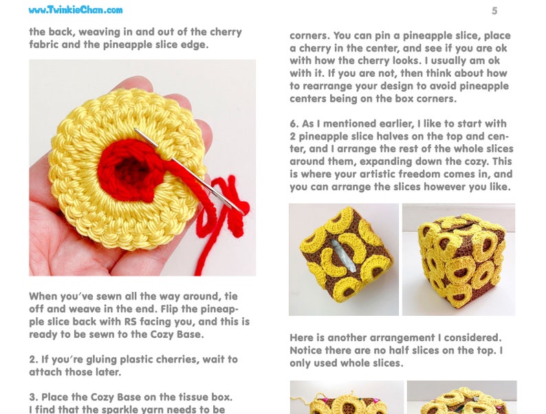 Pineapple Upside Down Cake tissue box cozy PDF Crochet Pattern Twinkie Chan amigurumi play food image 6