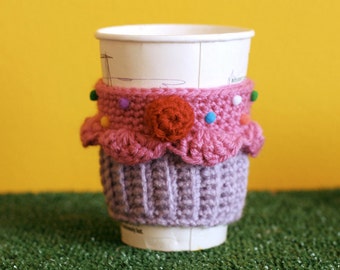 PDF Crochet Pattern - Cupcake Coffee Cup Cozy sleeve
