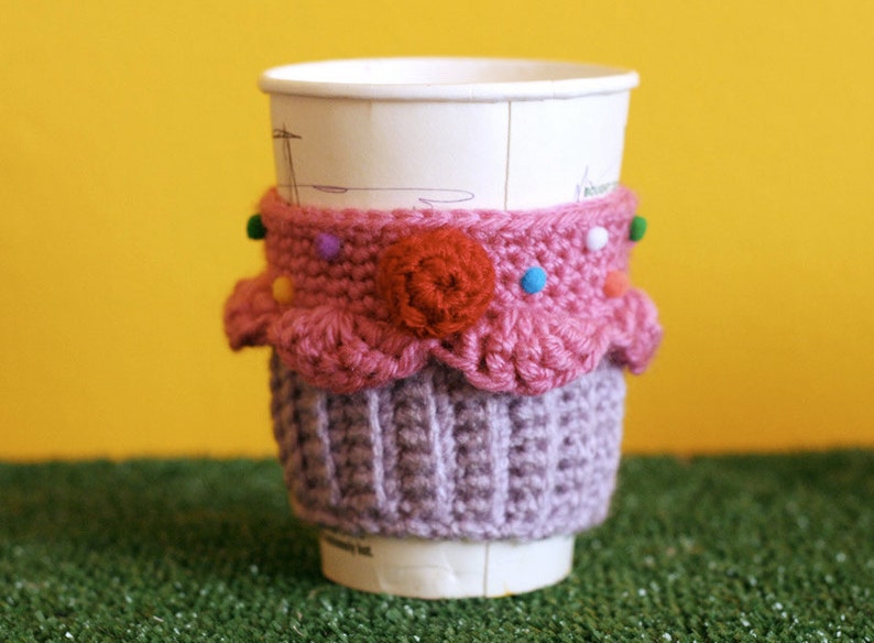 PDF Crochet Pattern Cupcake Coffee Cup Cozy sleeve image 2