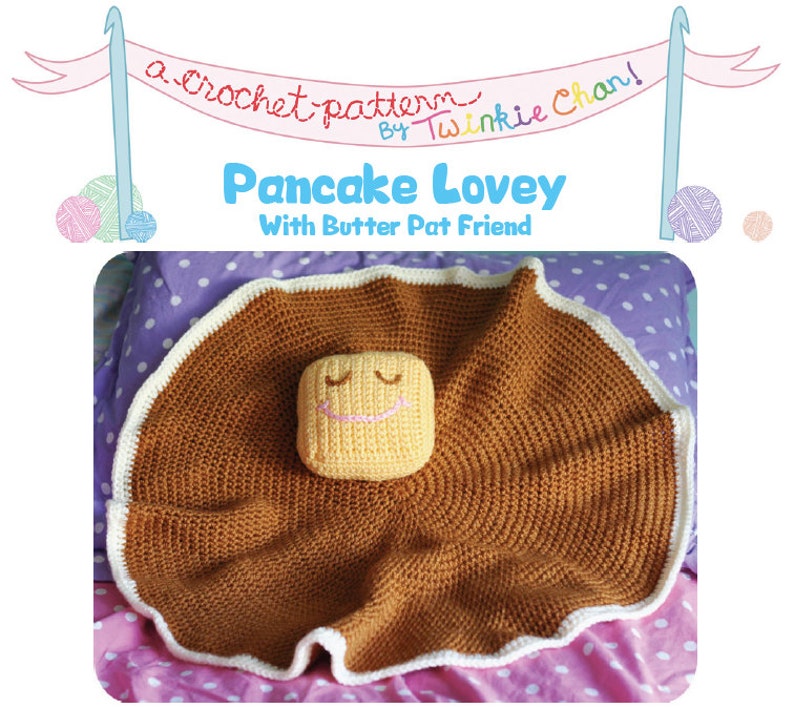 PDF Crochet Pattern Pancake Lovey security blanket with butter pillow image 2